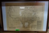 VINTAGE TEXAS & NEW MEXICO MAP - FACSIMILE OF 1857 ORIGINAL