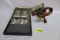 ANTIQUE HAND HELD STEREOSCOPE VIEWER AND 82  CARDS