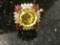 14KT YELLOW GOLD, CITRINE, DIAMOND AND RUBY STATEMENT RING