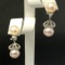 14KT WHITE GOLD, PEARL AND DIAMOND EARRINGS: