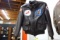 LEATHER BOMBER JACKET WITH PATCHES, SIZE 44