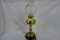 BRASS & ETCHED GLASS KEROSENE LAMP (ELECTRIFIED)