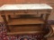 ANTIQUE BELGIUM EMPIRE OAK MARBLE TOP SILENT BUTLER