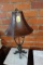 METAL BASE LAMP WITH LEATHER SHADE