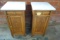 PAIR OF FLEMISH OAK MARBLE TOP NIGHT TABLES