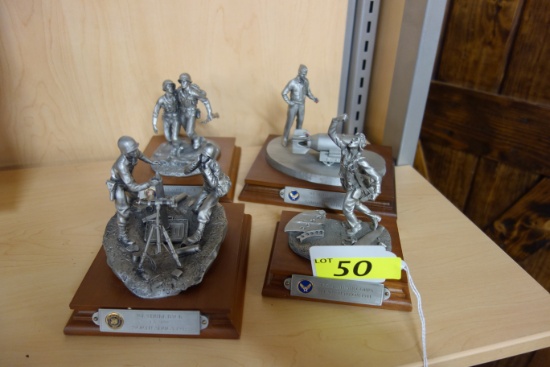 (4) PEWTER "WE STRIKE BACK" SCULPTURES: