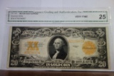 CGA GRADED VERY FINE 25 1922 $20 GOLD CERTIFICATE, FR-1187