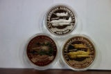 (3) AMERICAN AIRPOWER 1 OZ, .999 FINE SILVER CONFEDERATE AIR FORCE GHOST SQUADRON COINS