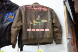 LEATHER BOMBER JACKET WITH PATCHES 