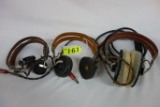 (3) WWII ANB-H-1 RADIO RECEIVER HEADSETS