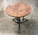 ROUND GRANITE TOP SIDE TABLE, 24