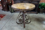 GRANITE TOP TALL TABLE ON IRON BASE, 37