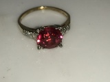 14KT YELLOW GOLD, RUBY AND DIAMOND RING