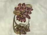 14KT YELLOW GOLD AND PINK AMETHYST FASHION RING: