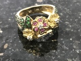 14KT YELLOW GOLD AND GEMSONE RING