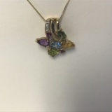 10KT YELLOW GOLD AND GEMSTONE PENDANT