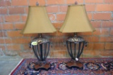 PAIR OF IRON BASE TABLE LAMPS