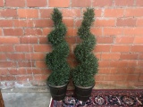 (2) FAUX POTTED PLANTS