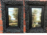 PAIR OF PASTORAL LANDSCAPE OIL PAINTINGS,