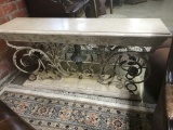 IRON BASE & MARBLE TOP CONSOLE, 47X18