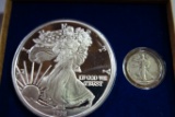 BOXED SET OF 1998 ONE TROY POUND .999 FINE SILVER ROUND & 1943 WALKING LIBERTY HALF DOLLAR