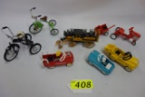 TRAY OF MINIATURE CARS, TRUCKS & TRICYCLES