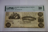 PMG GRADED VERY FINE 30 1861 $10 CONFEDERATE STATES OF AMERICA NOTE