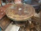 ROUND IRON LAMP TABLE WITH MARBLEIZED TOP & LOWER SHELF 28