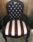 BLACK ACCENT CHAIR UPHOLSTERED WITH AMERICAN FLAG DESIGN