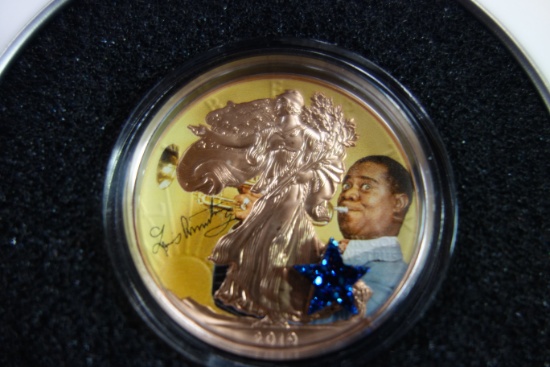 LOUIS ARMSTRONG COLORIZED SILVER EAGLE,