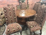 THEODORE ALEXANDER ROUND HIDDEN LEAVES  DINING TABLE & 6 CENTURY CHAIRS:
