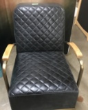 BLACK QUILTED MID CENTURY MODERN CHAIR