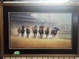 G. HARVEY SIGNED LIMITED EDITION PRINT OF HORSE RACING 956/1950