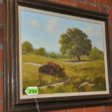 GEORGE KOVACH  OIL ON CANVAS OF AN OLD PICKUP IN A FIELD,