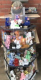 COLLECTION OF ASSORTED BEANIE BABIES WITH THREE SHELF DISPLAY