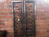 PAIR OF MIRROR AND IRON WALL PANELS