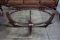 GLASS AND WOOD OVAL COFFEE TABLE