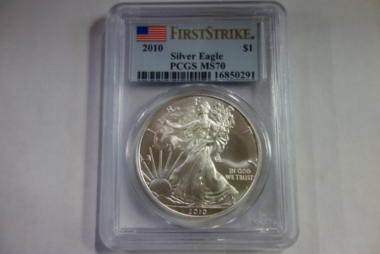 PCGS GRADED MS70 2010 FIRST STRIKE SILVER EAGLE