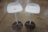 (2) ADJUSTABLE WHITE AND STAINLESS STOOLS