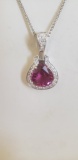 18KT WHITE GOLD, DIAMOND & AMETHYST PENDANT BY SPARK CREATIONS