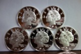 (5) LIBERTY USA 2003 $10 SILVER DOLLARS, ONE OZ .999 FINE SILVER COINS