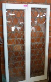 PAIR OF LEADED GLASS PANELS