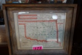 ANTIQUE INDIAN TERRITORY MAP OF OKLAHOMA:
