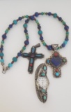 COLLECTION OF STERLING, TURQUOISE, LAPIS LAZULI JEWELRY: