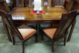 VINTAGE BERNHART SHIBUI EXTENDABLE DINING TABLE AND 8 CHAIRS.