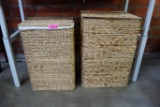 PAIR OF GRASS CLOTH HAMPERS