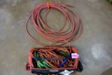HUSKY TOOL BAG WITH EXTENSION CORDS AND AN AIR HOSE