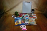 4 DVD'S, YETI COLSTER, AND TOY CARS