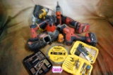 LARGE LOT OF CORDLESS DRILLS;AND ASSORTED DRILLBITS