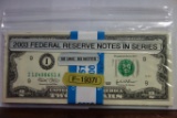 (50) UNCIRCULATED 2003 FEDERAL RESERVE 2$ NOTES IN SERIES